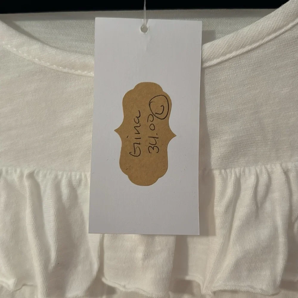 Steve Hender NWT Long Sleeve Ruffled Front White Women's Size Large